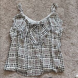 White House Black Market Geometric Black and White Camisole